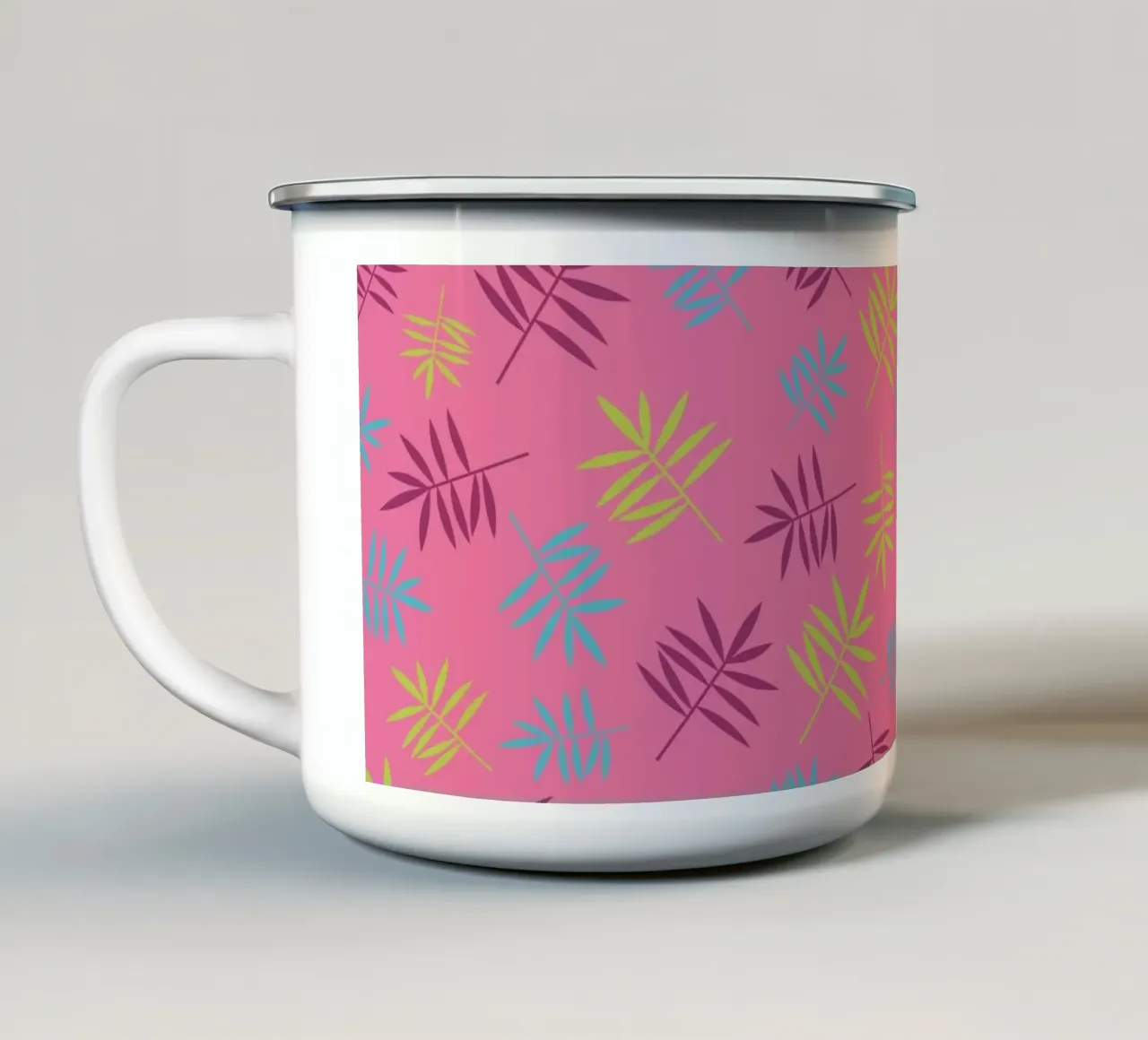 Modello di palma tropicale Aloha rosa tazza in smalto da Petra Lang - Floral Art