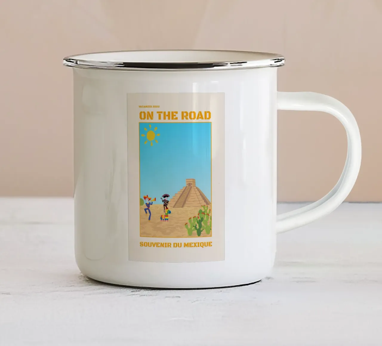 Sulla strada MESSICO tazza in smalto da Illustrated Memories