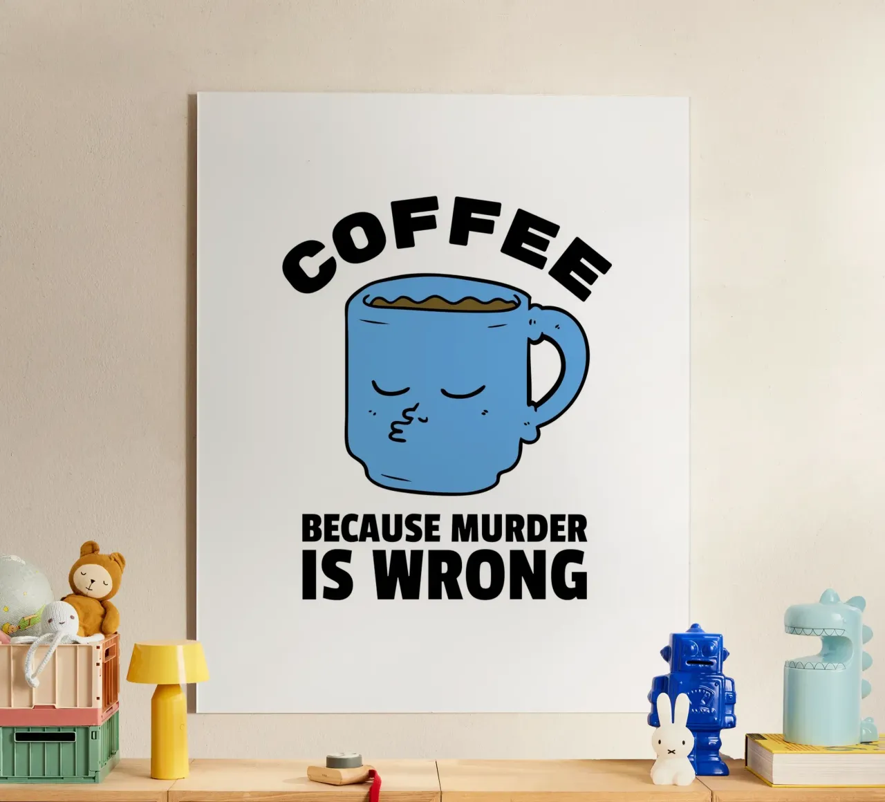 BECAUSE MURDER IS WRONG plexiglass da COFFEE CLUB