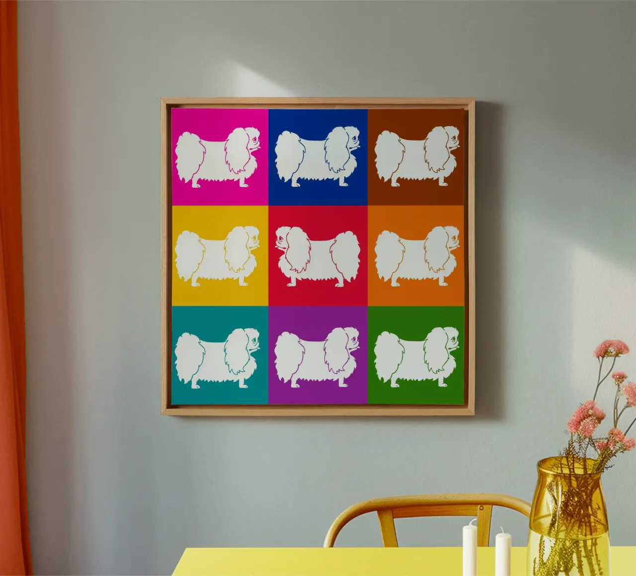 Pekingese canvas met Baklijst van Pop dogs