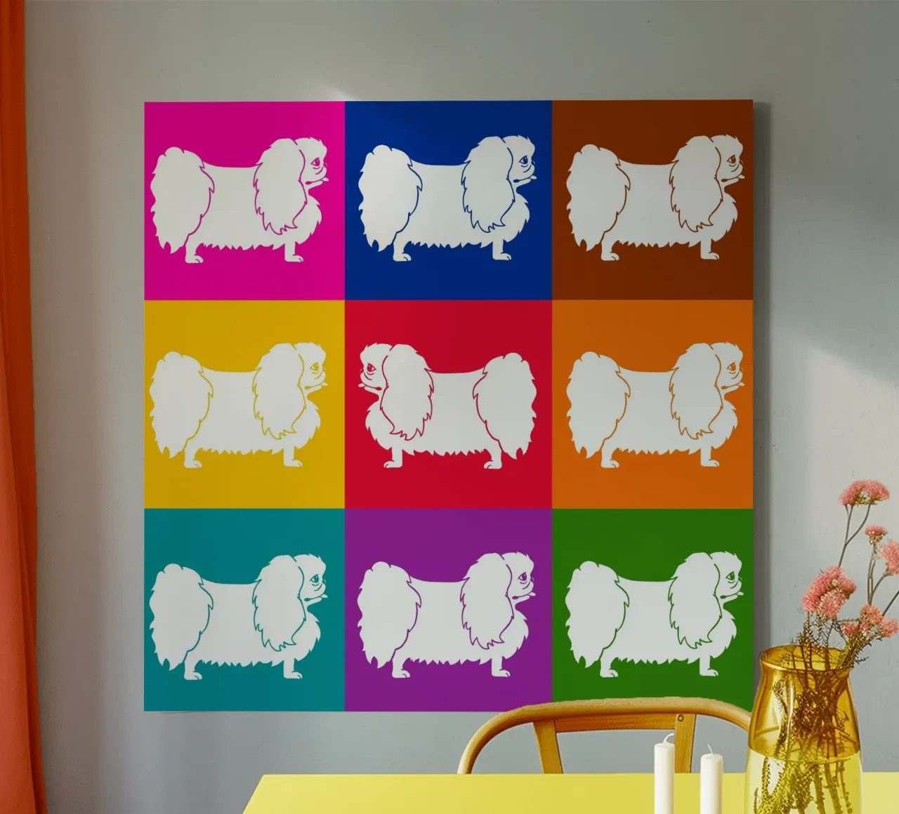 Pekingese canvas met Baklijst van Pop dogs