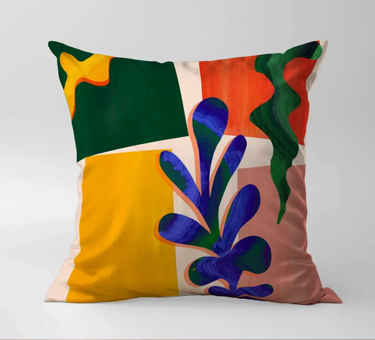 Rainbow Abstract Leaf Art Print decorative cushion by Violets Print House