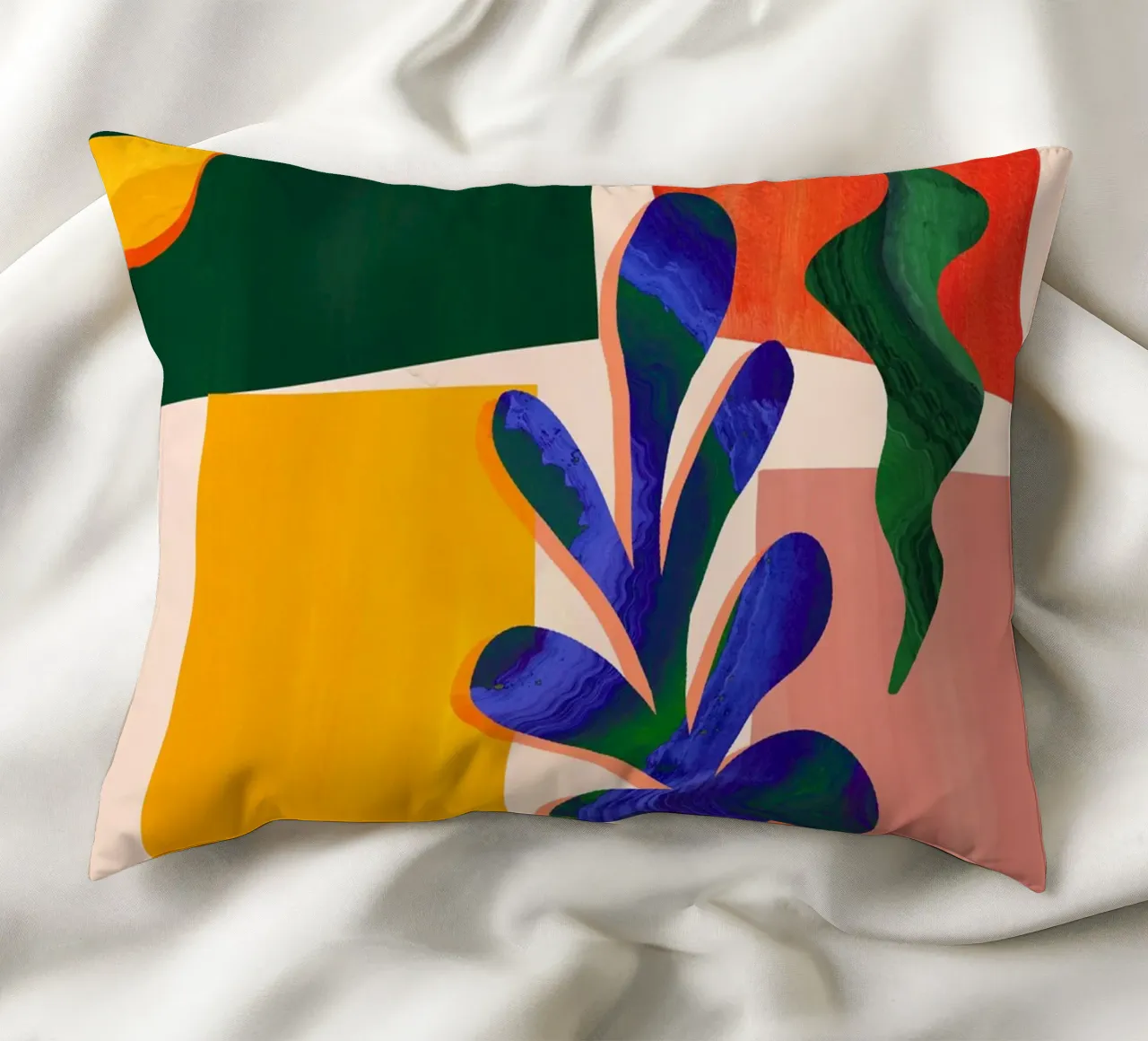 Rainbow Abstract Leaf Art Print decorative cushion by Violets Print House