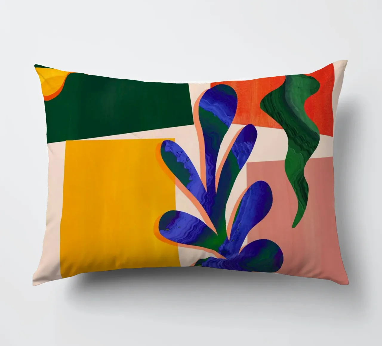 Rainbow Abstract Leaf Art Print decorative cushion by Violets Print House