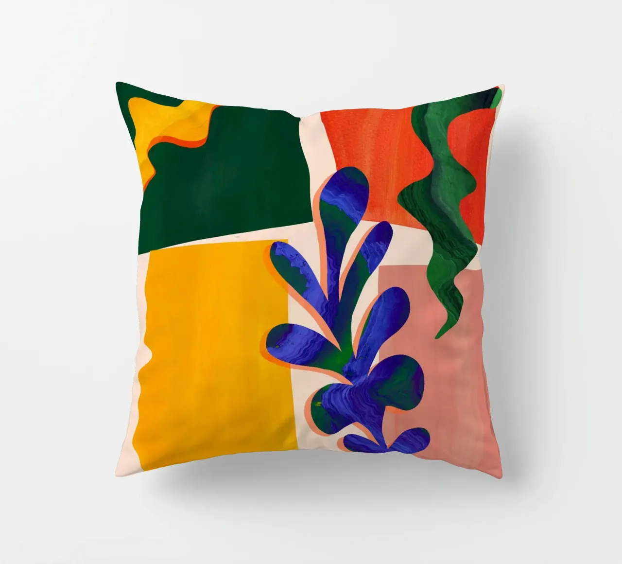 Rainbow Abstract Leaf Art Print decorative cushion by Violets Print House