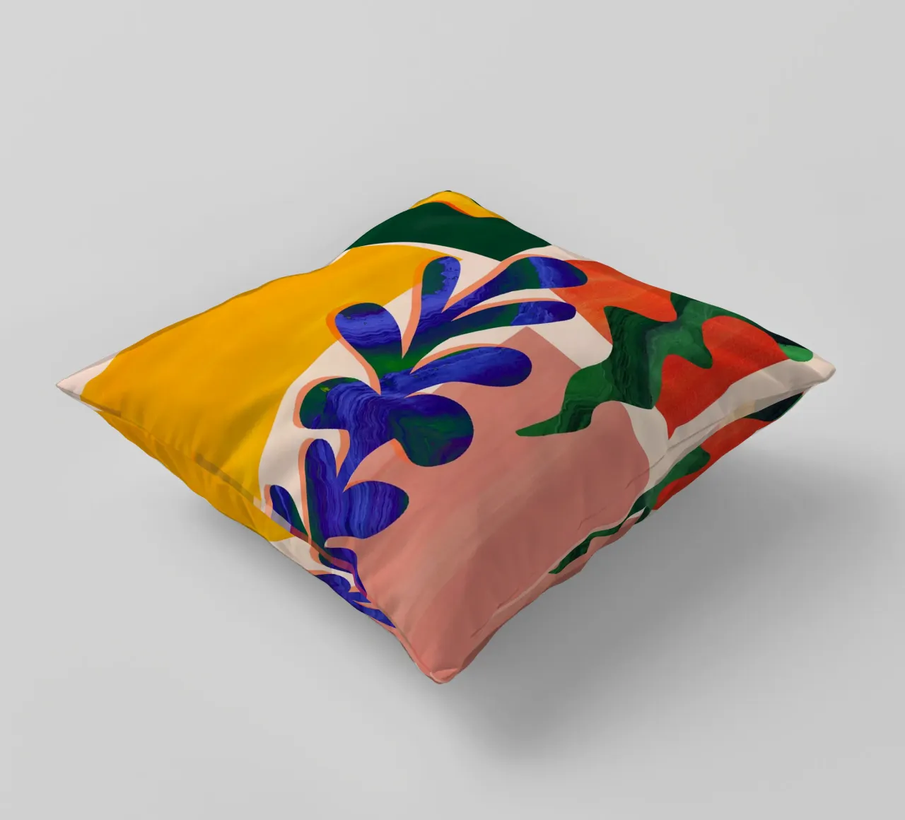 Rainbow Abstract Leaf Art Print decorative cushion by Violets Print House
