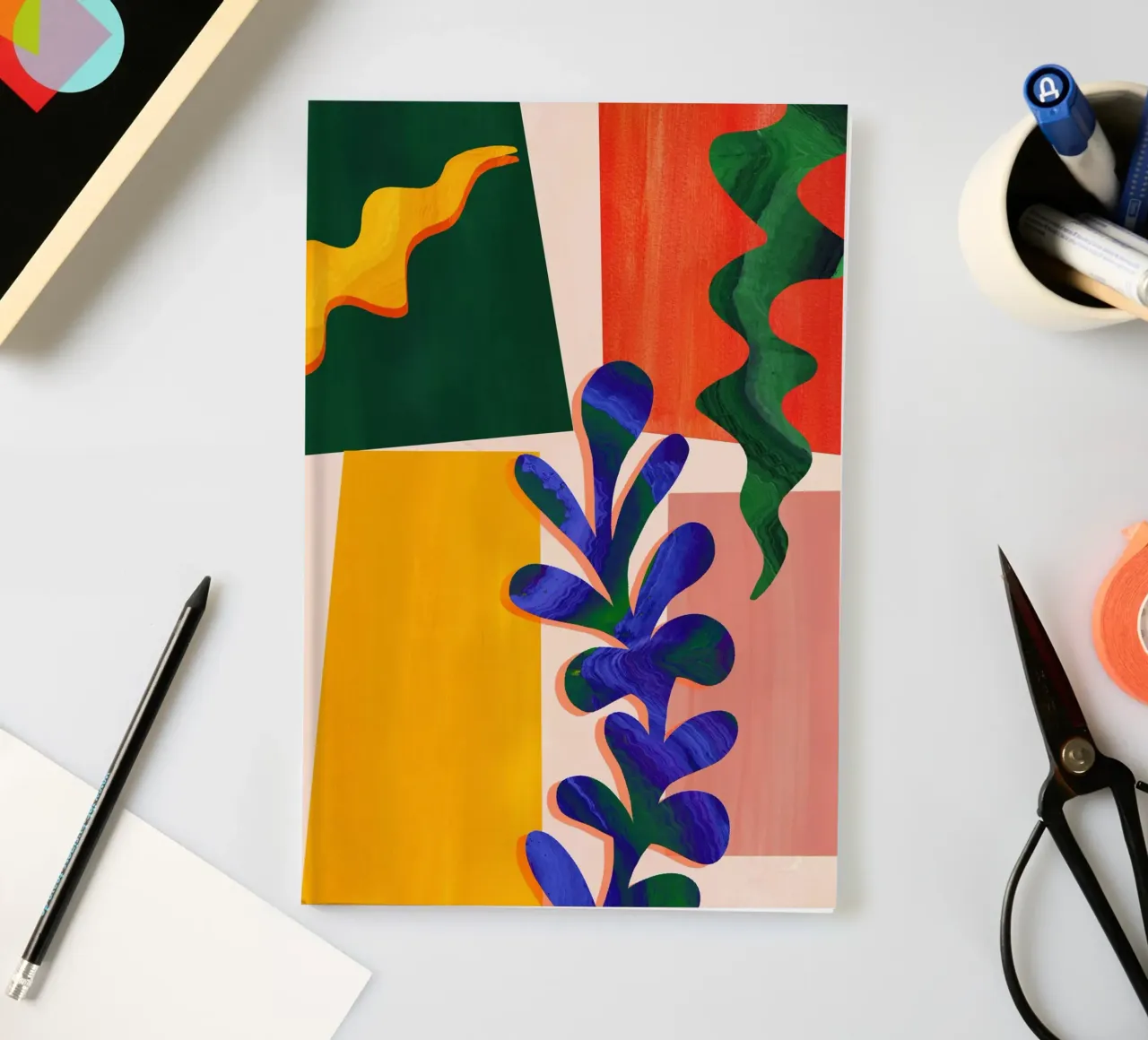 Rainbow Abstract Leaf Art Print notebook by Violets Print House