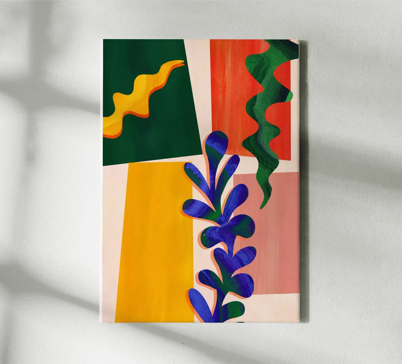 Stampa d'arte di foglie astratte arcobaleno tela con Cornice a cassetta da Violets Print House