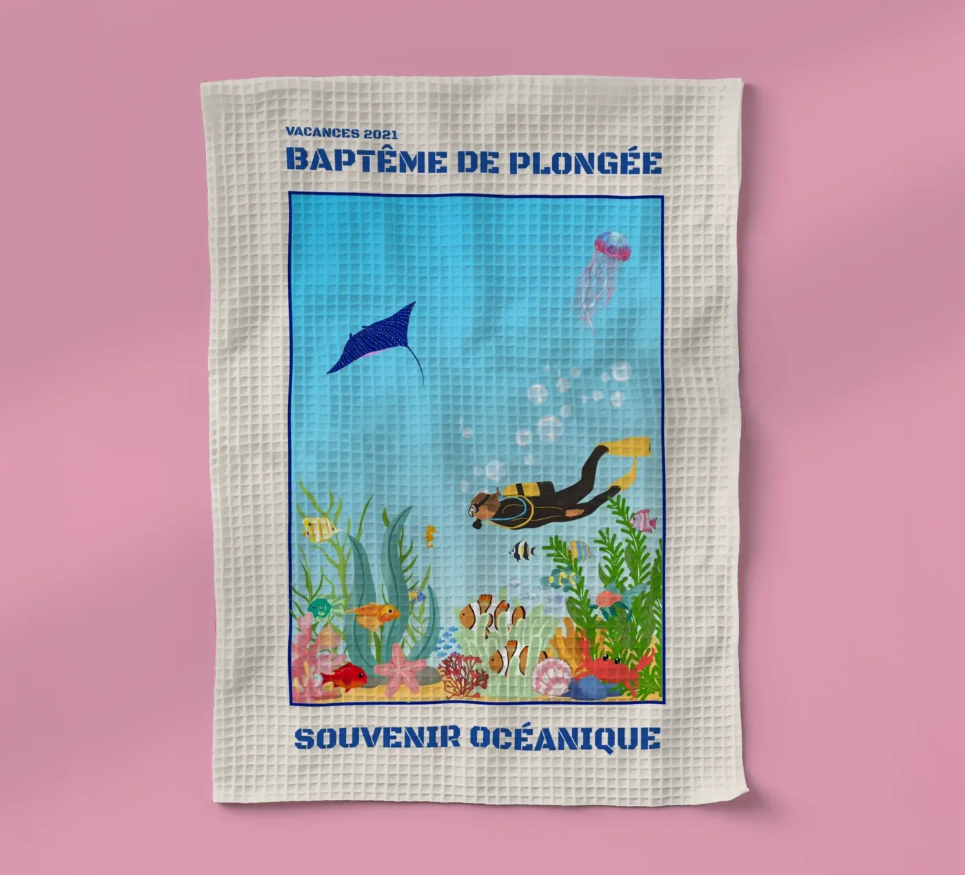 INTRODUCTORY DIVING DIVE tea towel by Illustrated Memories