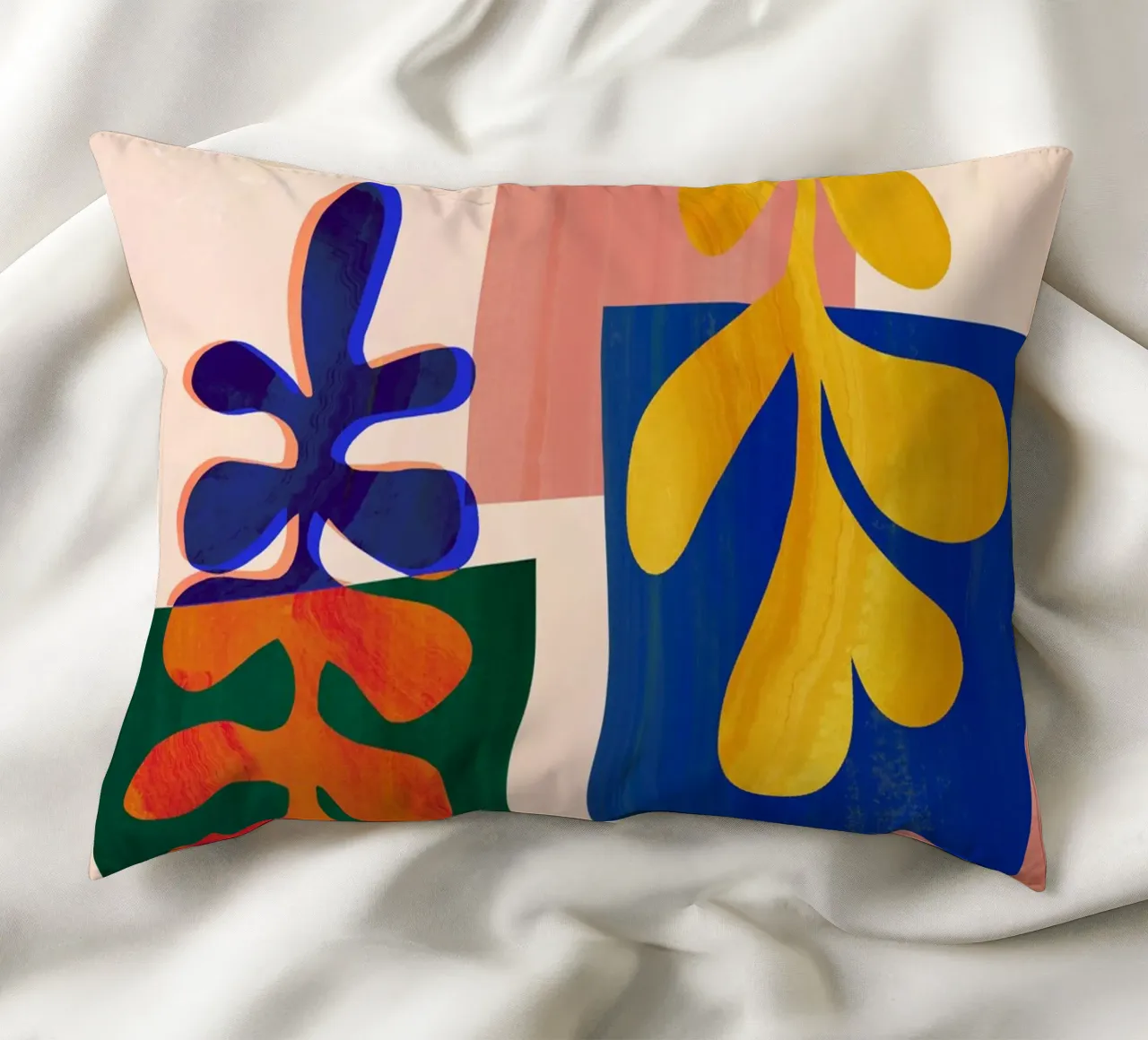 Colourful Abstract Collage Art Print decorative cushion by Violets Print House