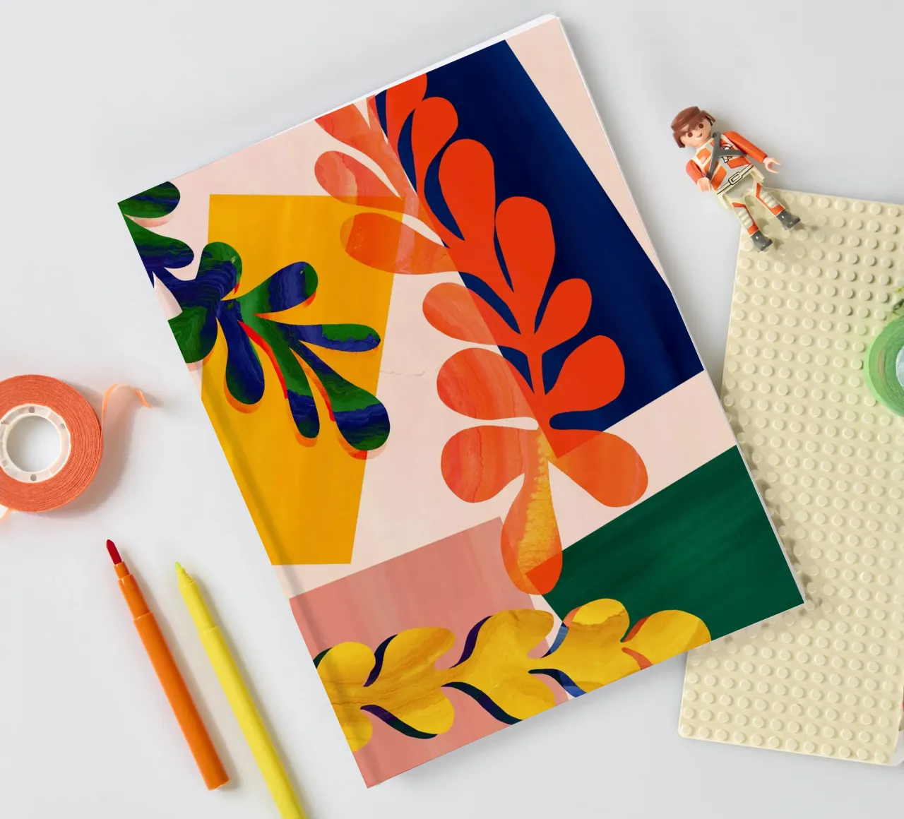 Colourful Abstract Leaf Art Print notebook by Violets Print House