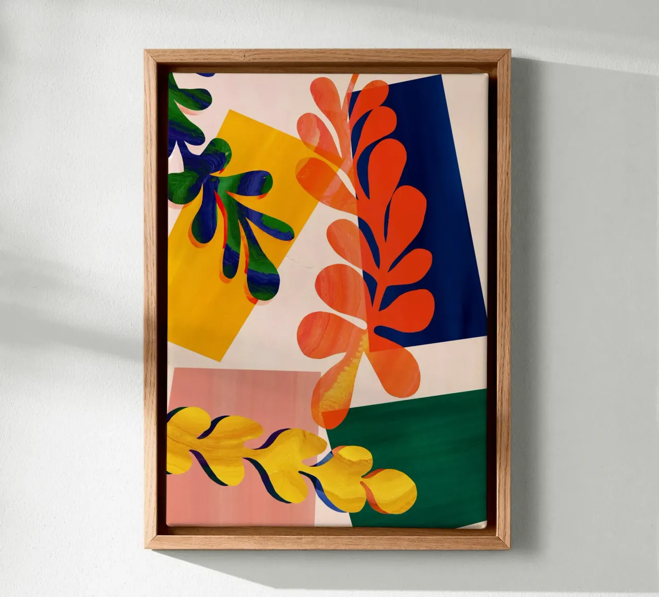 Colourful Abstract Leaf Art Print canvas by Violets Print House