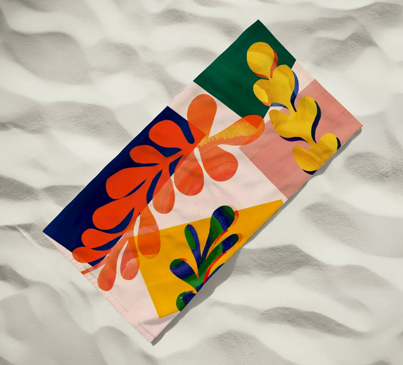 Colourful Abstract Leaf Art Print beach towel by Violets Print House