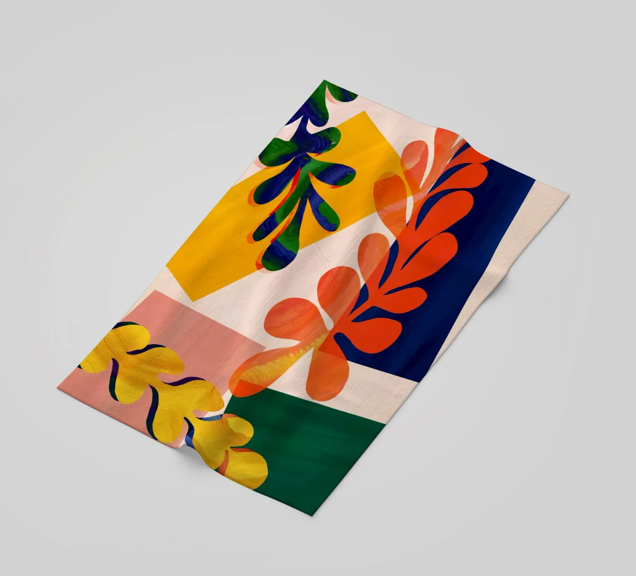 Colourful Abstract Leaf Art Print beach towel by Violets Print House