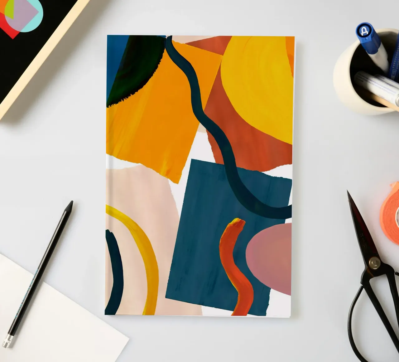 Oversized Retro Abstract Art Print notebook by Violets Print House