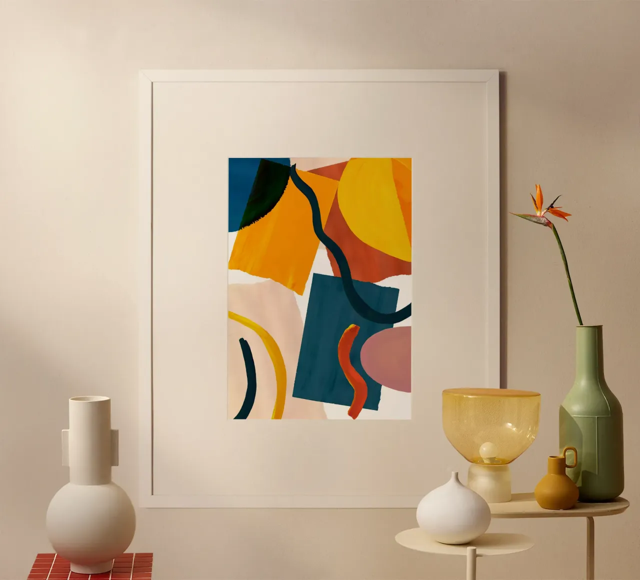 Oversized Retro Abstract Art Print hahnemühle by Violets Print House