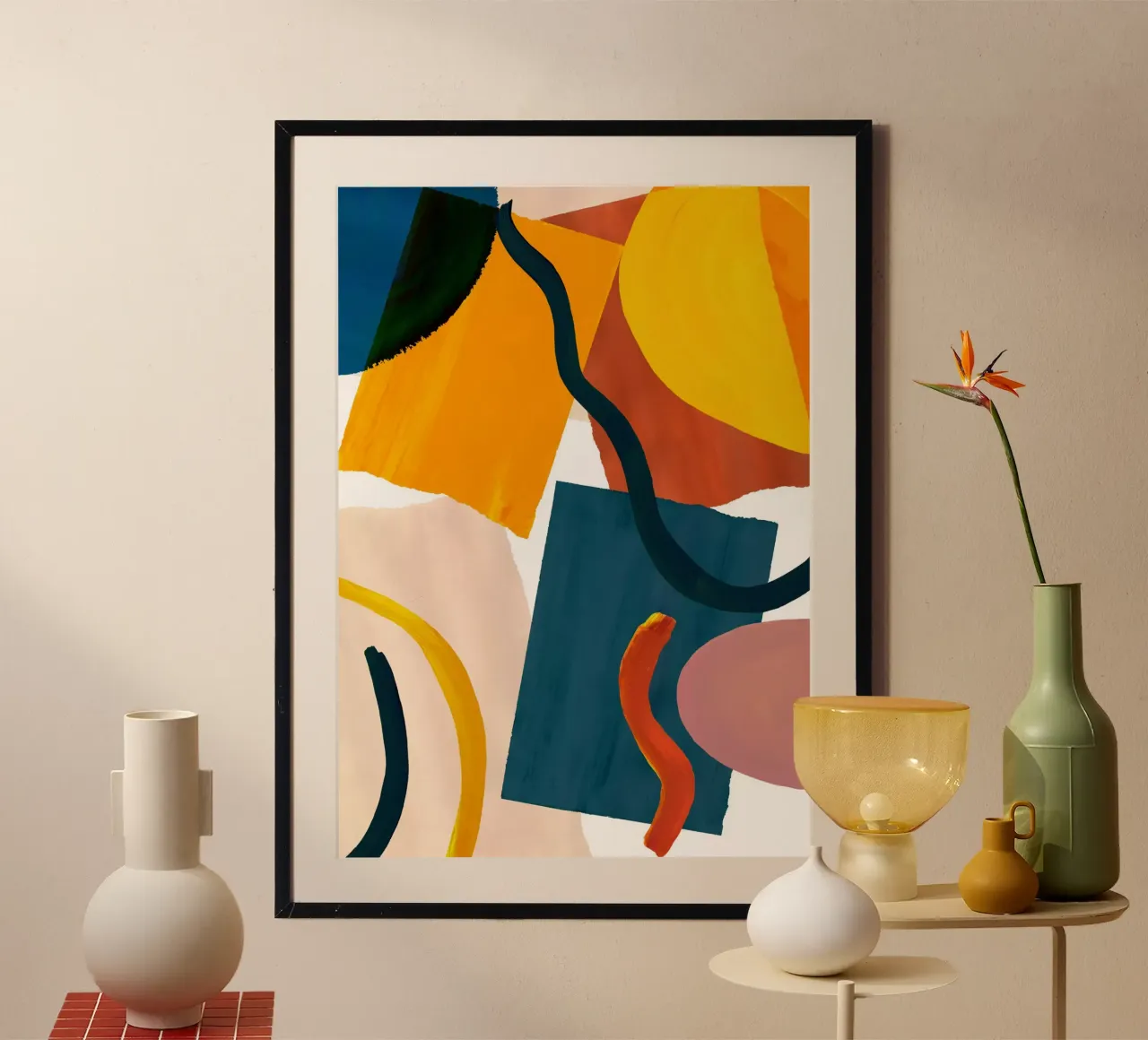 Oversized Retro Abstract Art Print hahnemühle by Violets Print House