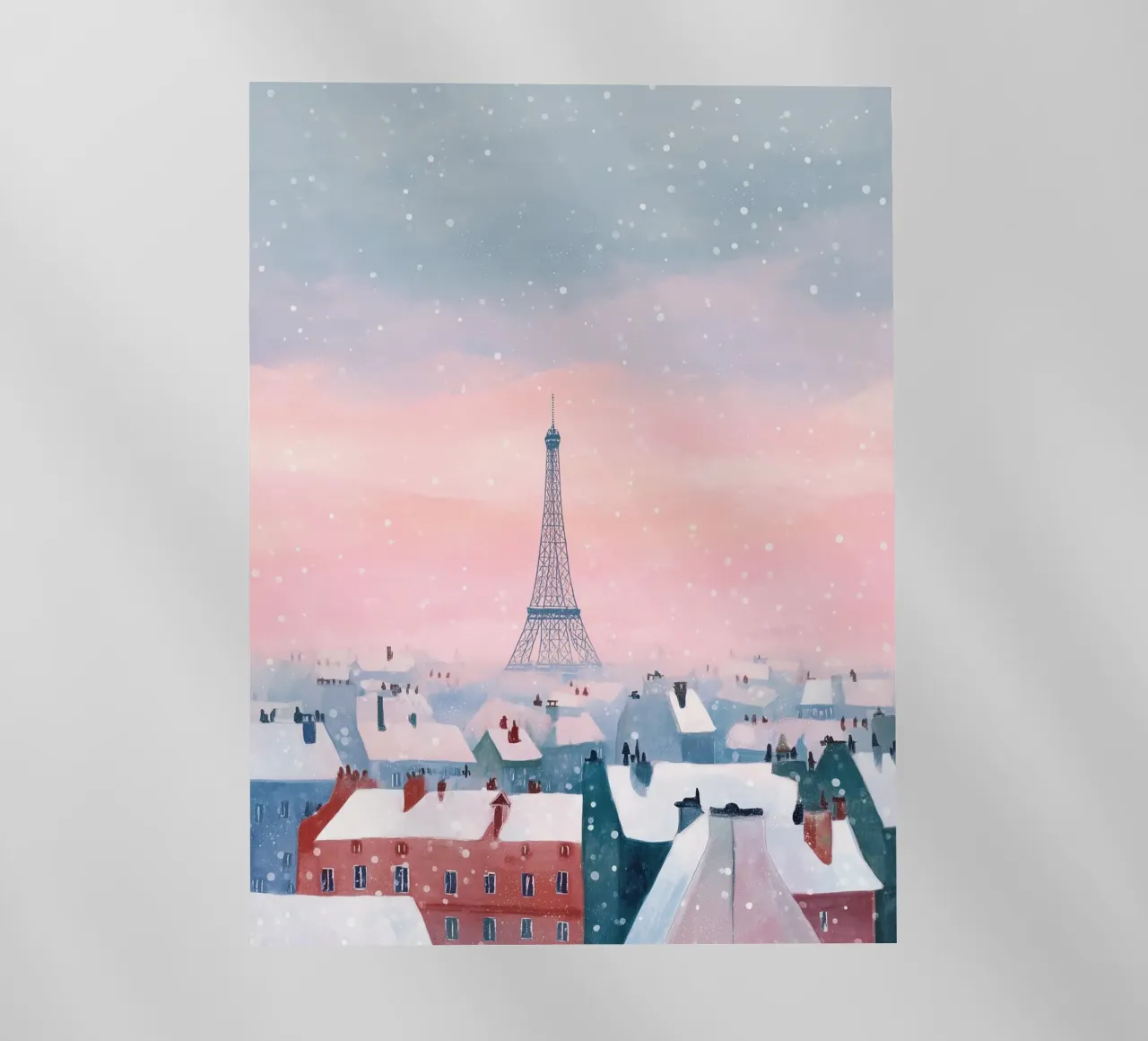 L'inverno a Parigi I tetti innevati e il bagliore della Torre Eiffel pellicola backlit da Holiday Hearth Prints