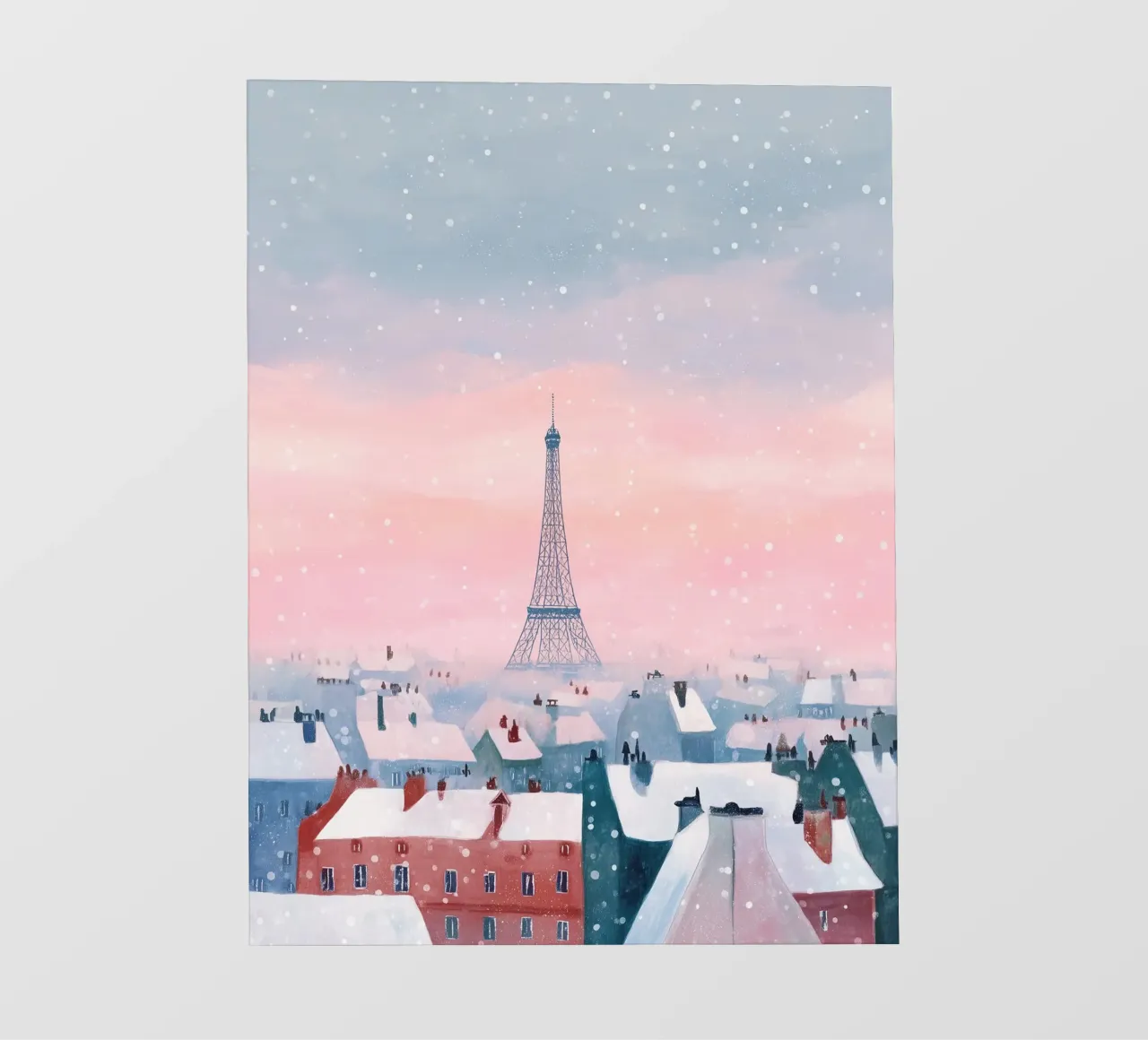 L'inverno a Parigi I tetti innevati e il bagliore della Torre Eiffel pellicola backlit da Holiday Hearth Prints
