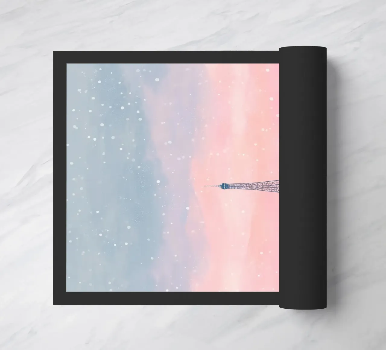 L'inverno a Parigi I tetti innevati e il bagliore della Torre Eiffel zerbino da Holiday Hearth Prints