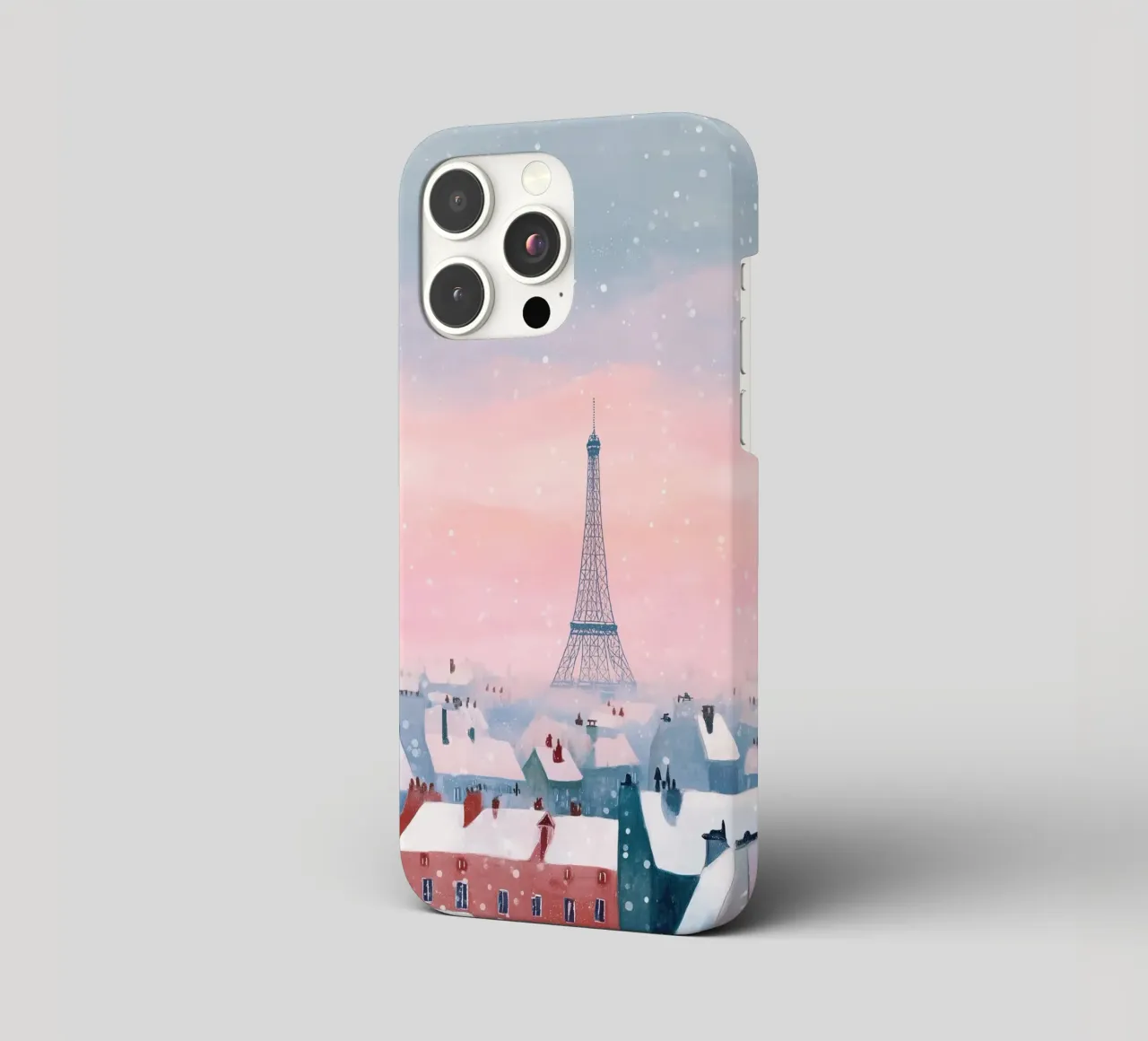 L'inverno a Parigi I tetti innevati e il bagliore della Torre Eiffel cover iphone da Holiday Hearth Prints