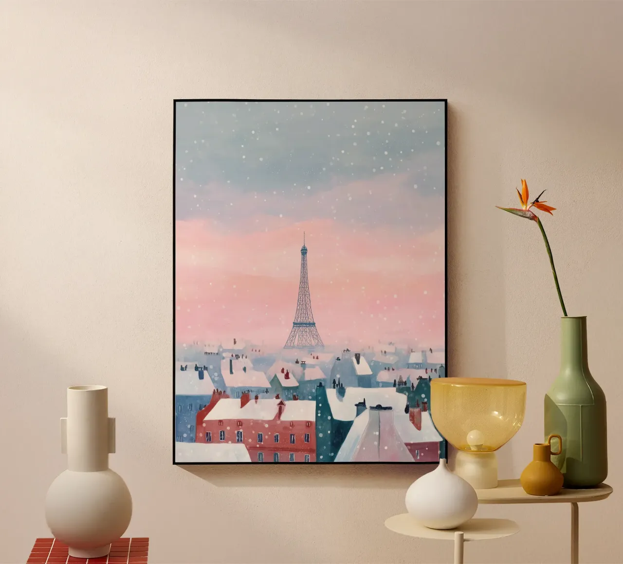 L'inverno a Parigi I tetti innevati e il bagliore della Torre Eiffel plexiglass da Holiday Hearth Prints