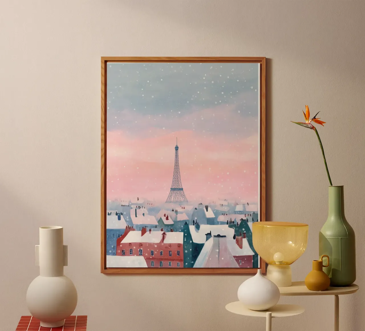 L'inverno a Parigi I tetti innevati e il bagliore della Torre Eiffel alluminio dibond da Holiday Hearth Prints