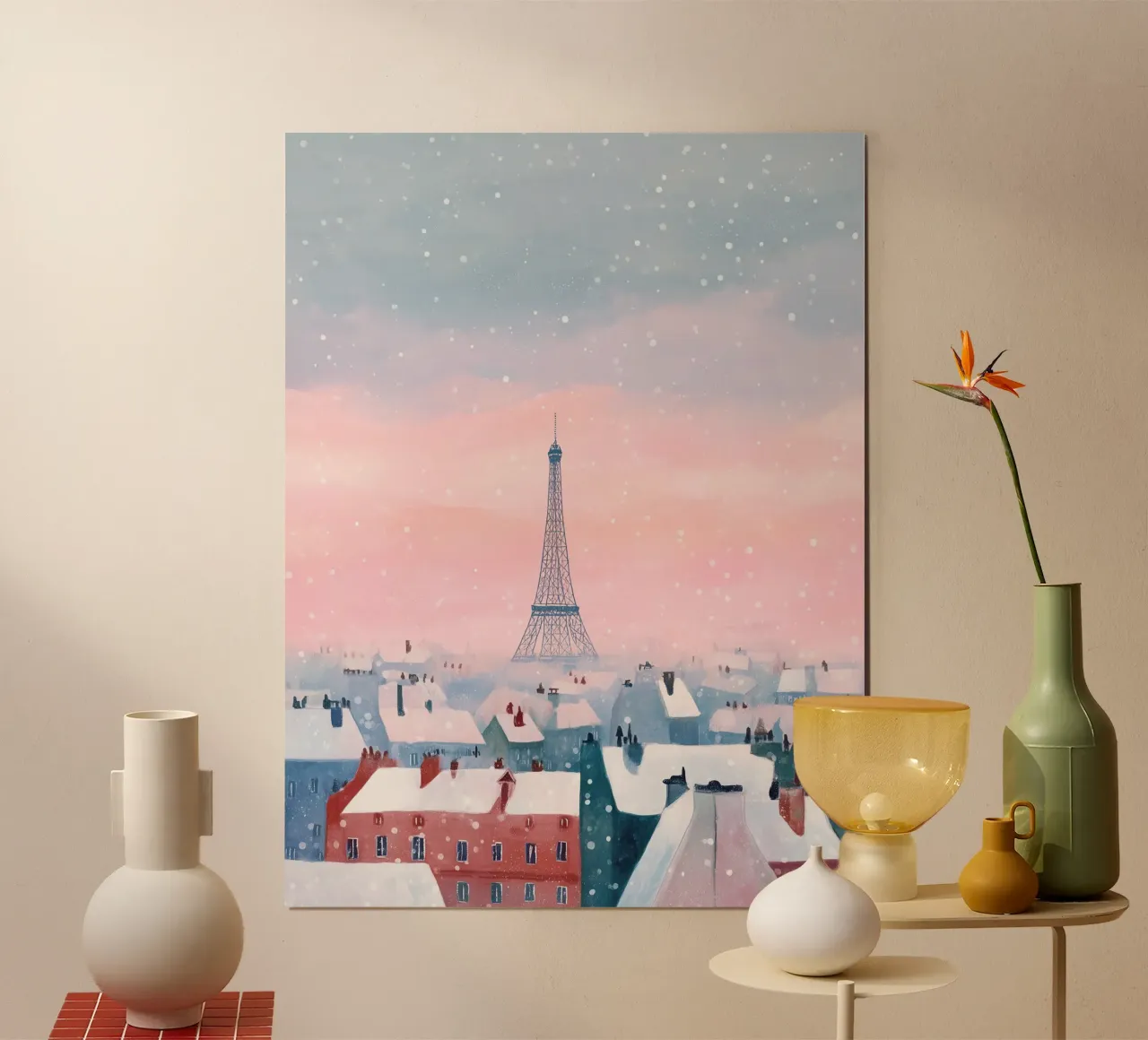 L'inverno a Parigi I tetti innevati e il bagliore della Torre Eiffel carta hahnemühle da Holiday Hearth Prints