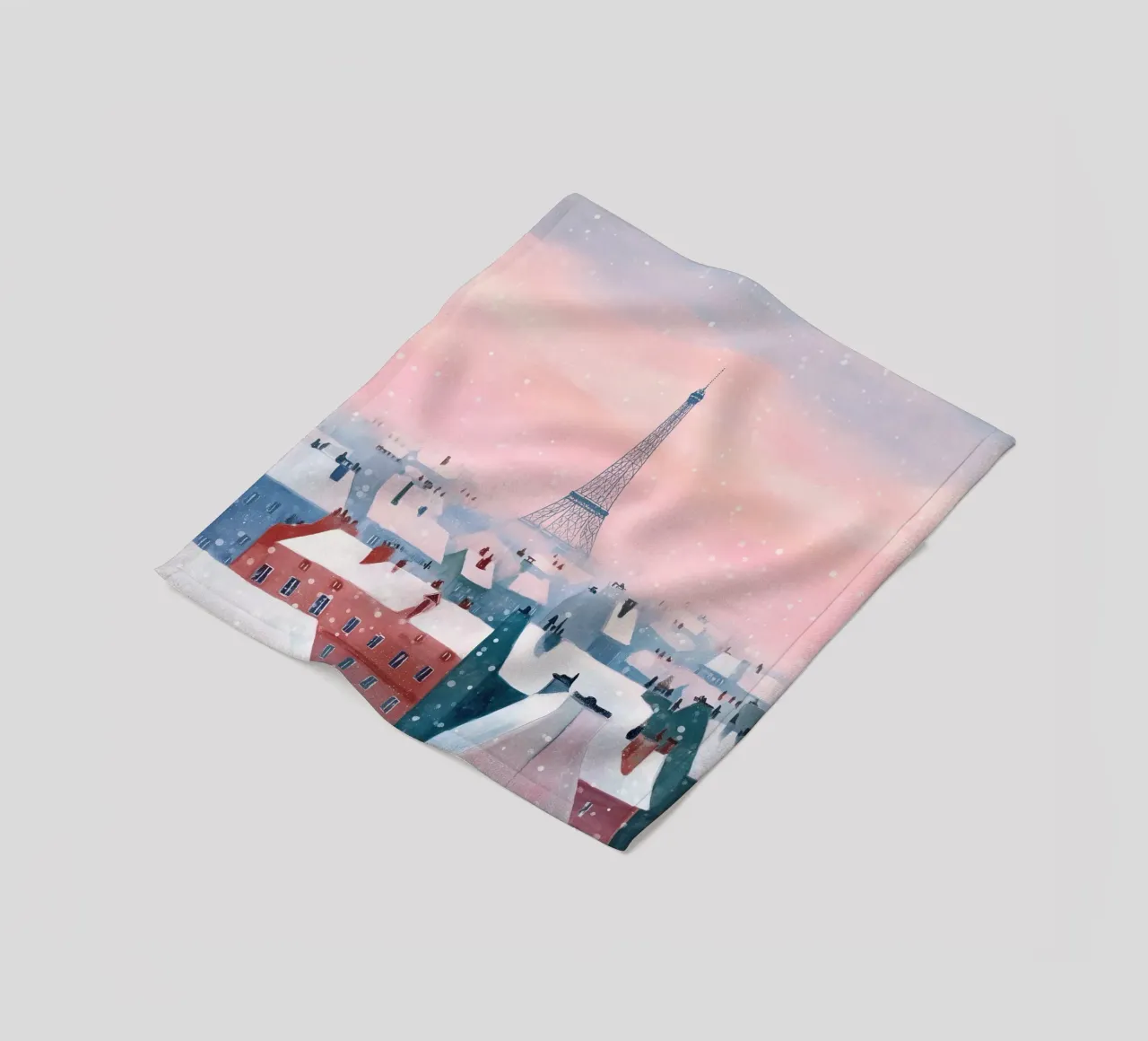 L'inverno a Parigi I tetti innevati e il bagliore della Torre Eiffel coperta in pile da Holiday Hearth Prints