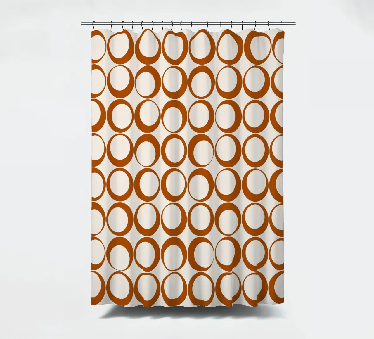 Vibrazioni nostalgiche dei loop retrò arancione bruciato tenda da doccia da Timeless moderna