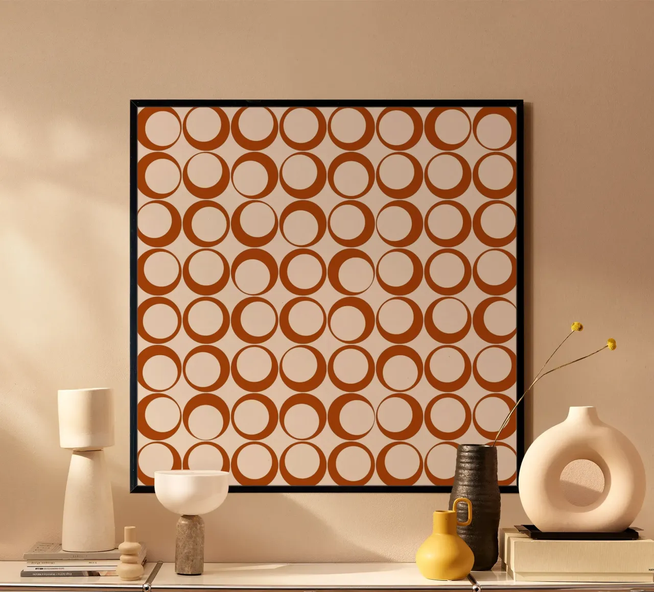 Vibrazioni nostalgiche dei loop retrò arancione bruciato carta hahnemühle da Timeless moderna