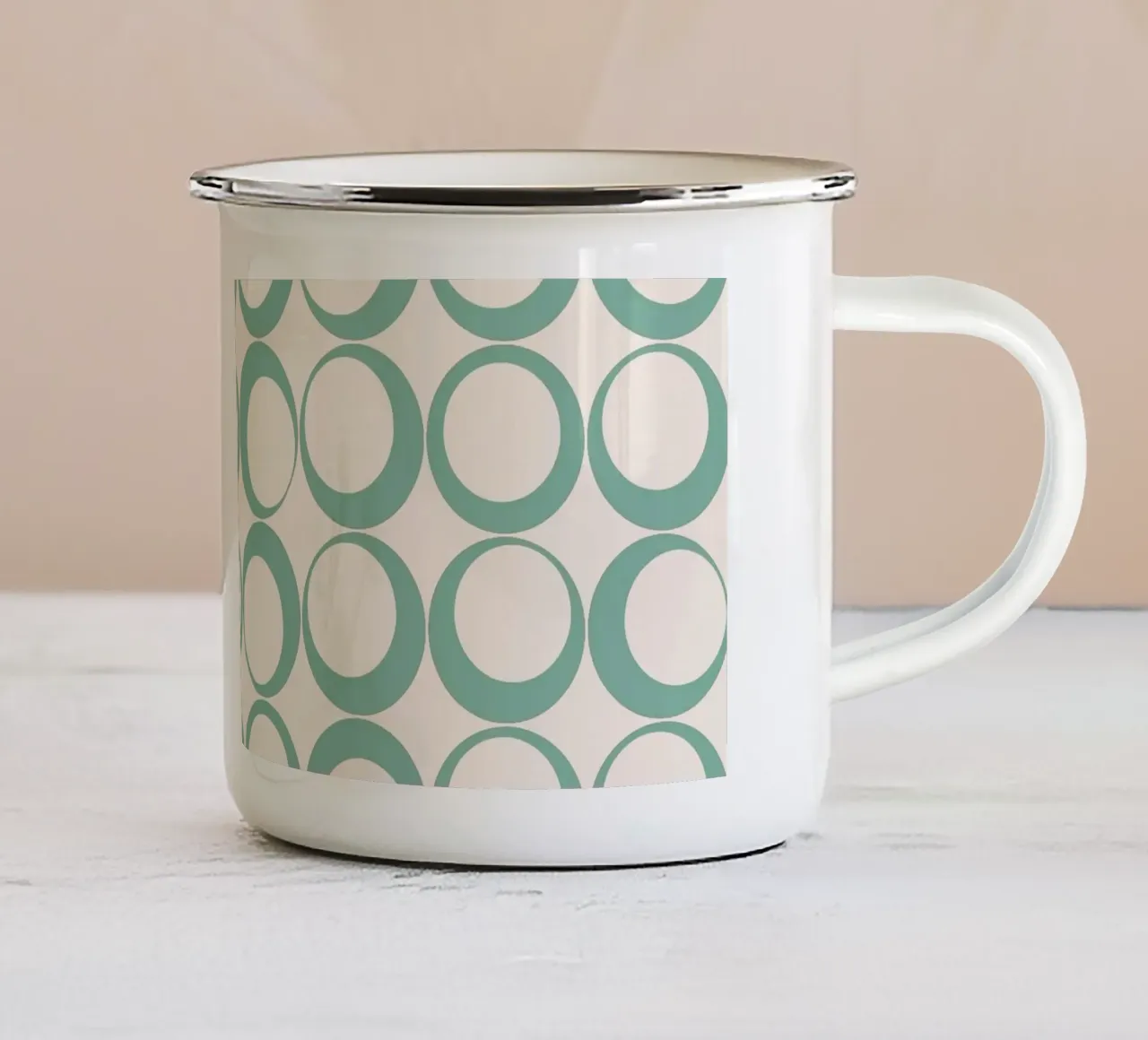 Blu menta Retro Loops Vibe nostalgico tazza in smalto da Timeless moderna
