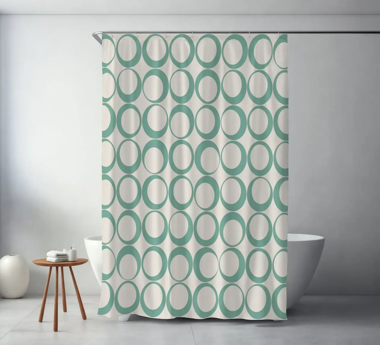 Blu menta Retro Loops Vibe nostalgico tenda da doccia da Timeless moderna