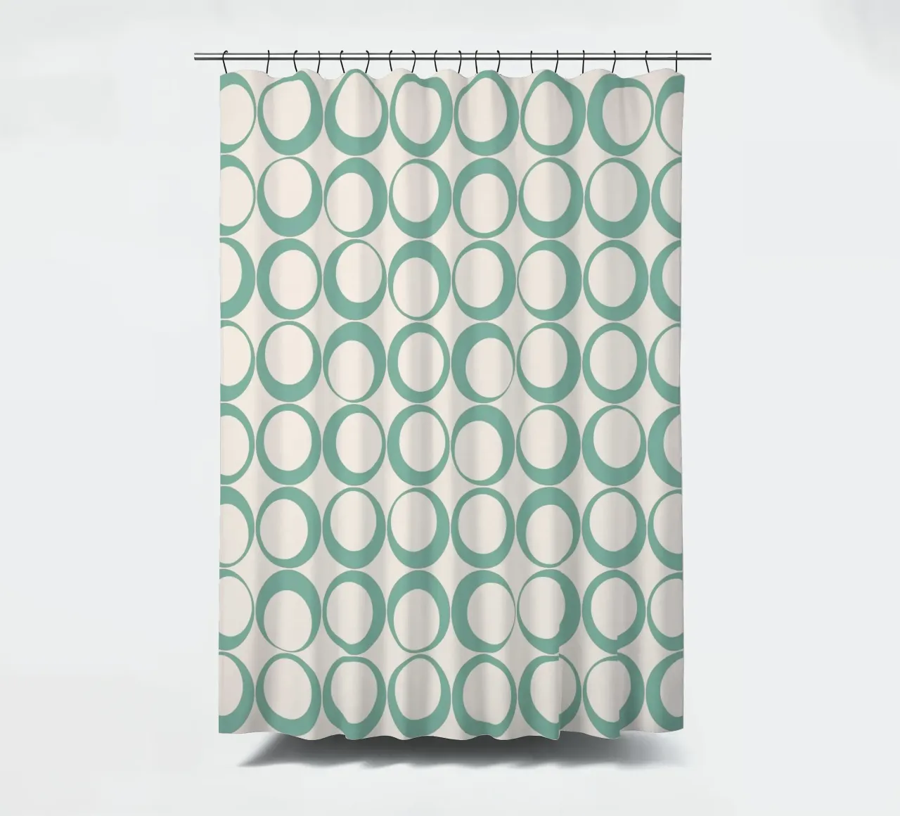 Blu menta Retro Loops Vibe nostalgico tenda da doccia da Timeless moderna