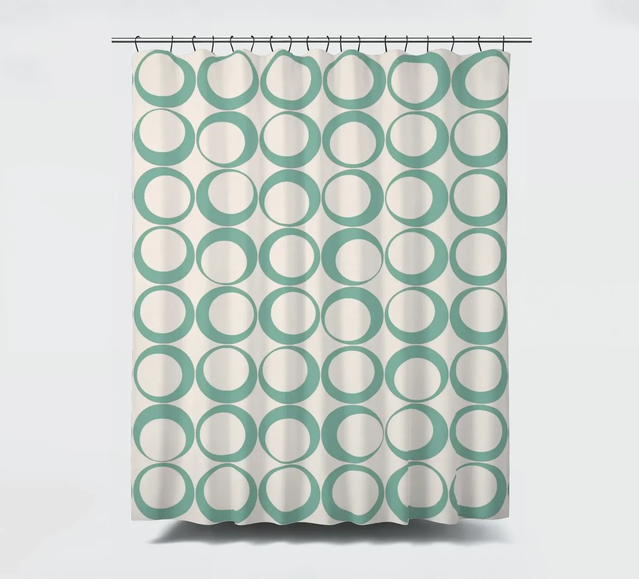 Blu menta Retro Loops Vibe nostalgico tenda da doccia da Timeless moderna