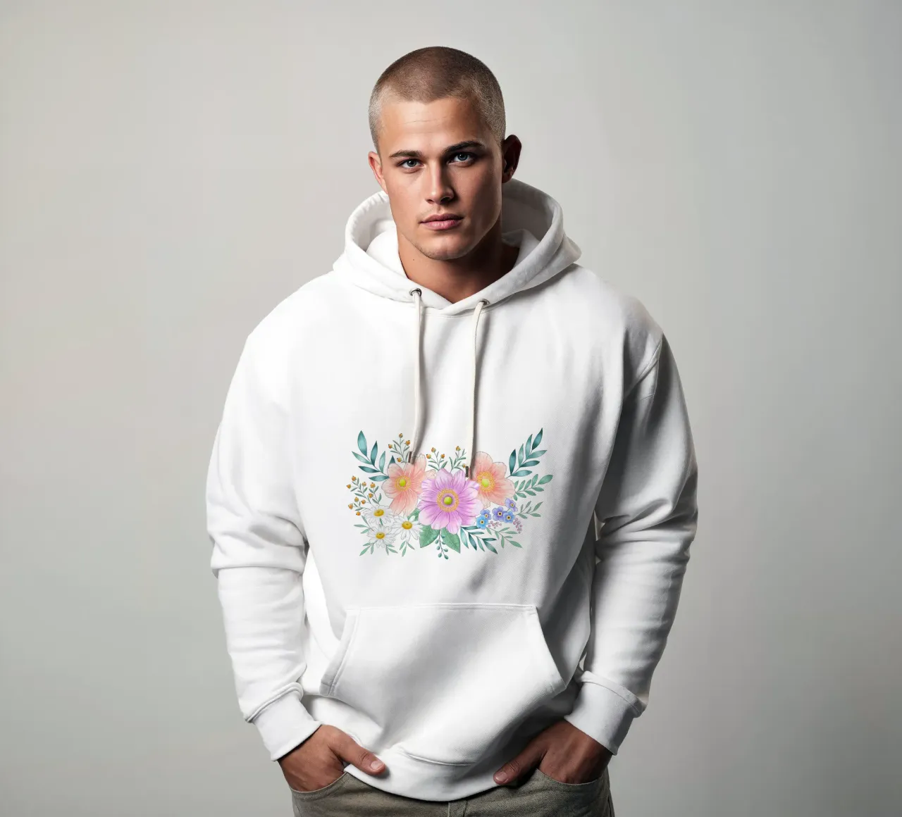 Marco de flores con un toque primaveral. Espacio para su propio texto sudadera con capucha de CalliLetters