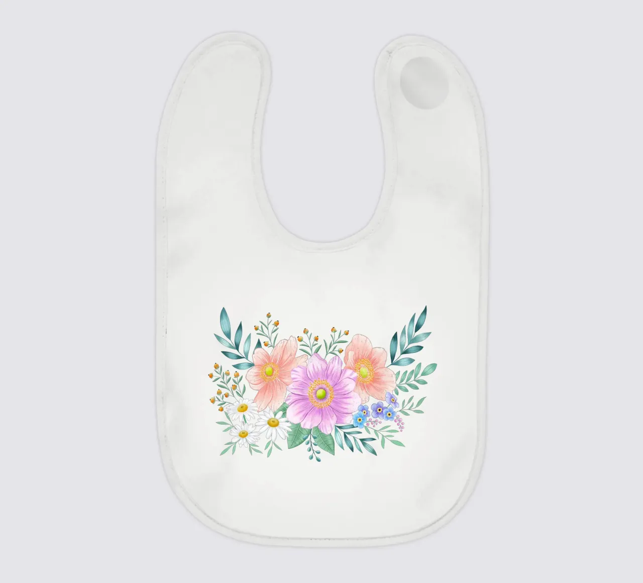 Blumen Rahmen mit Frühlingsflair. Platz für eigenen Text Babylätzchen von CalliLetters