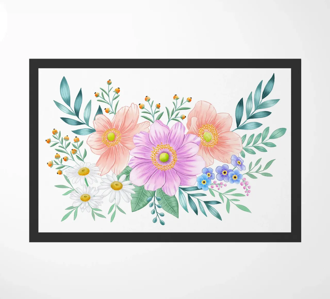Flower frame with spring flair. Space for your own text doormat by CalliLetters
