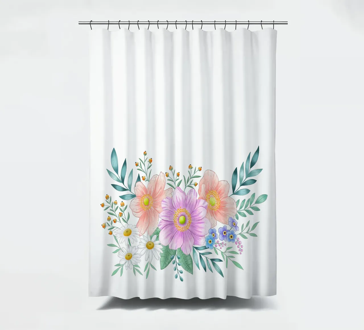 Flower frame with spring flair. Space for your own text shower curtain by CalliLetters