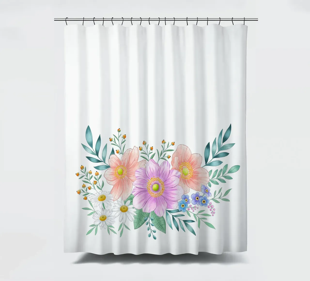 Flower frame with spring flair. Space for your own text shower curtain by CalliLetters