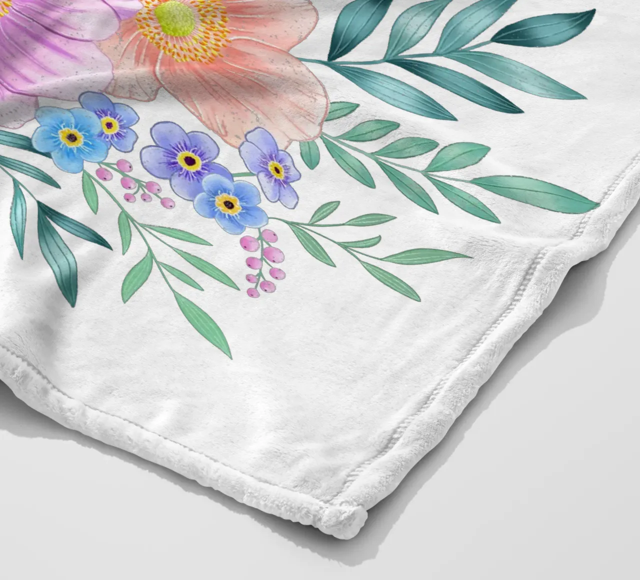 Flower frame with spring flair. Space for your own text fleece blanket by CalliLetters