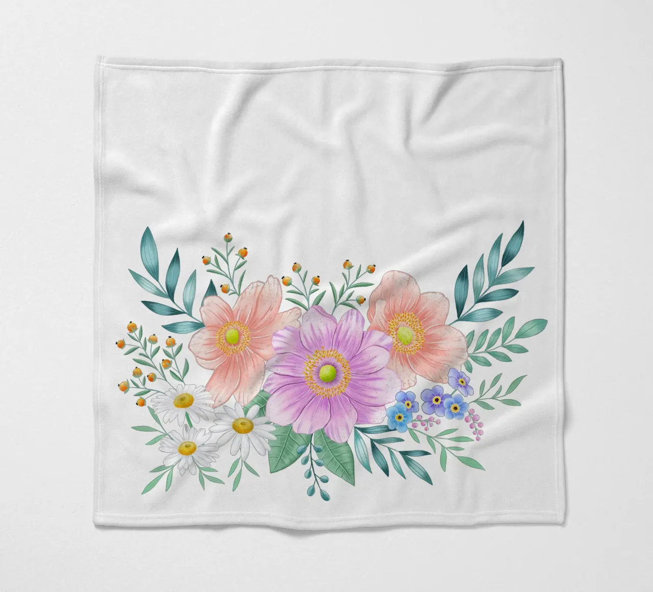 Flower frame with spring flair. Space for your own text fleece blanket by CalliLetters