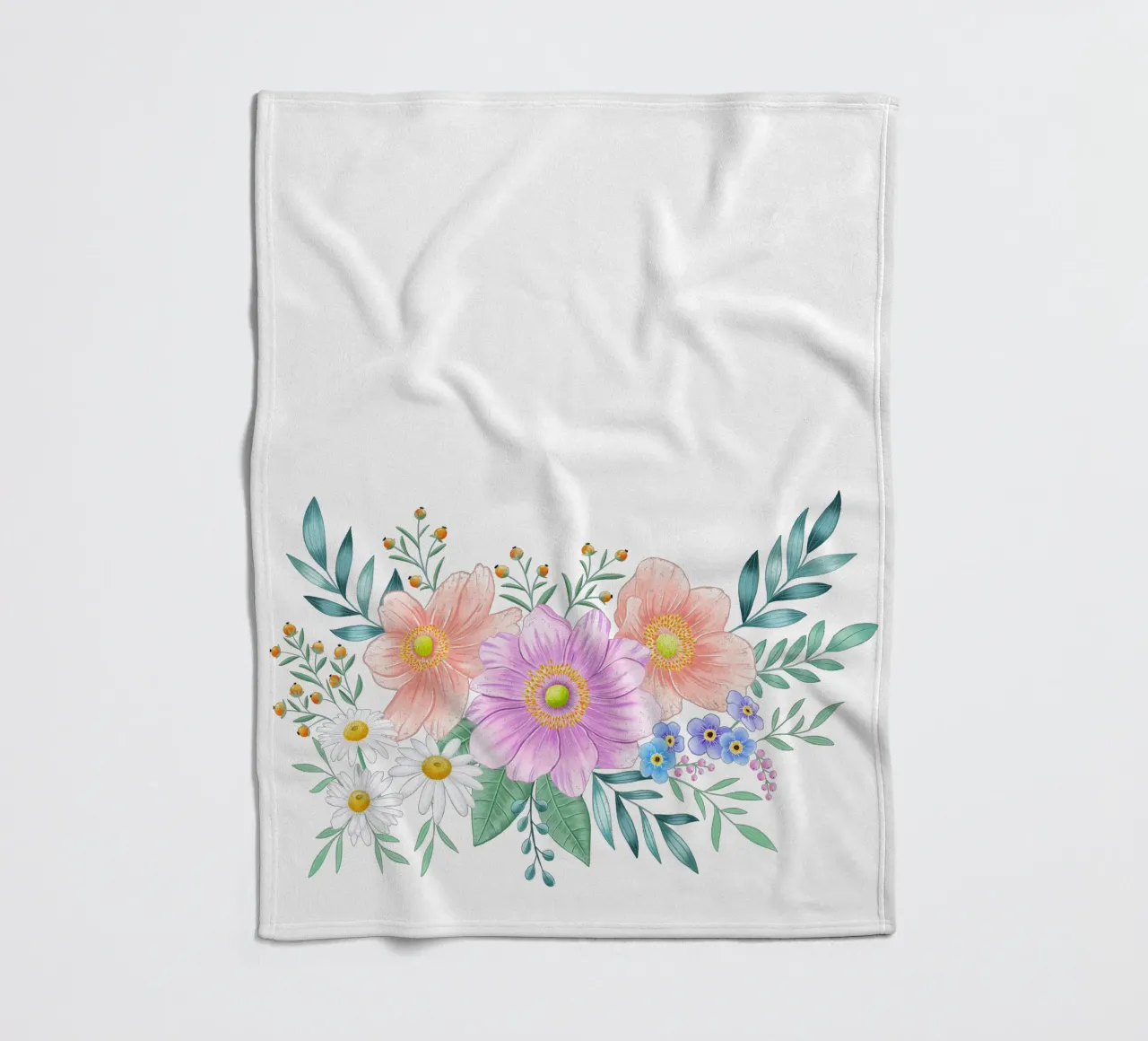 Flower frame with spring flair. Space for your own text fleece blanket by CalliLetters