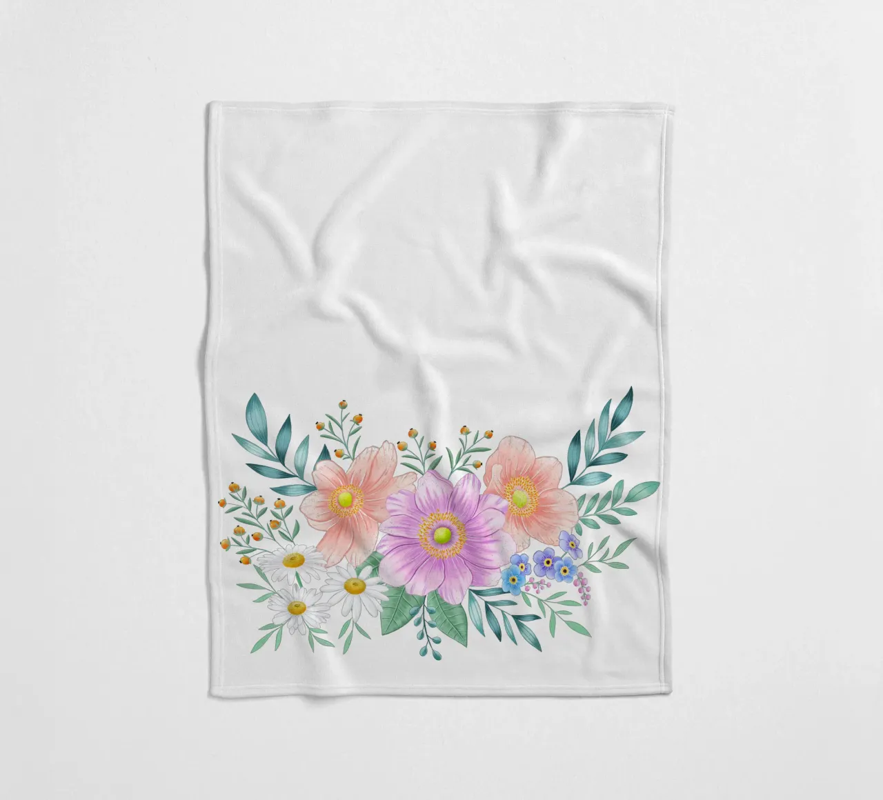 Flower frame with spring flair. Space for your own text fleece blanket by CalliLetters