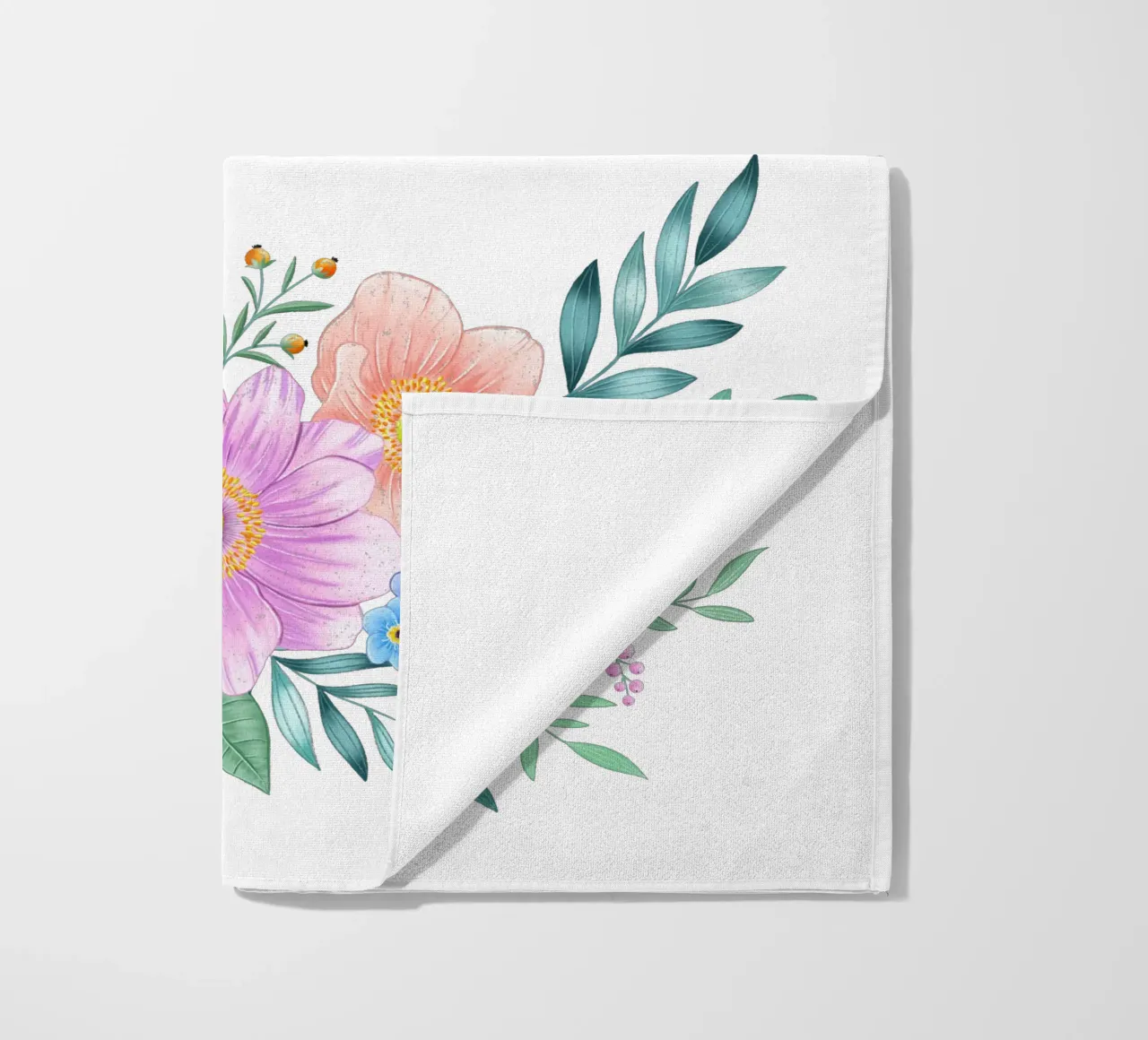 Flower frame with spring flair. Space for your own text beach towel by CalliLetters