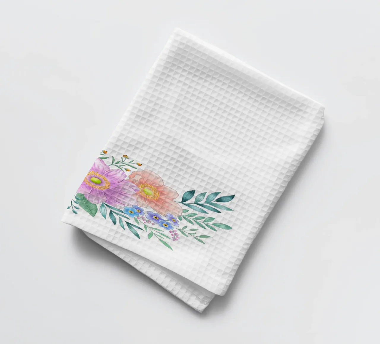 Flower frame with spring flair. Space for your own text tea towel by CalliLetters