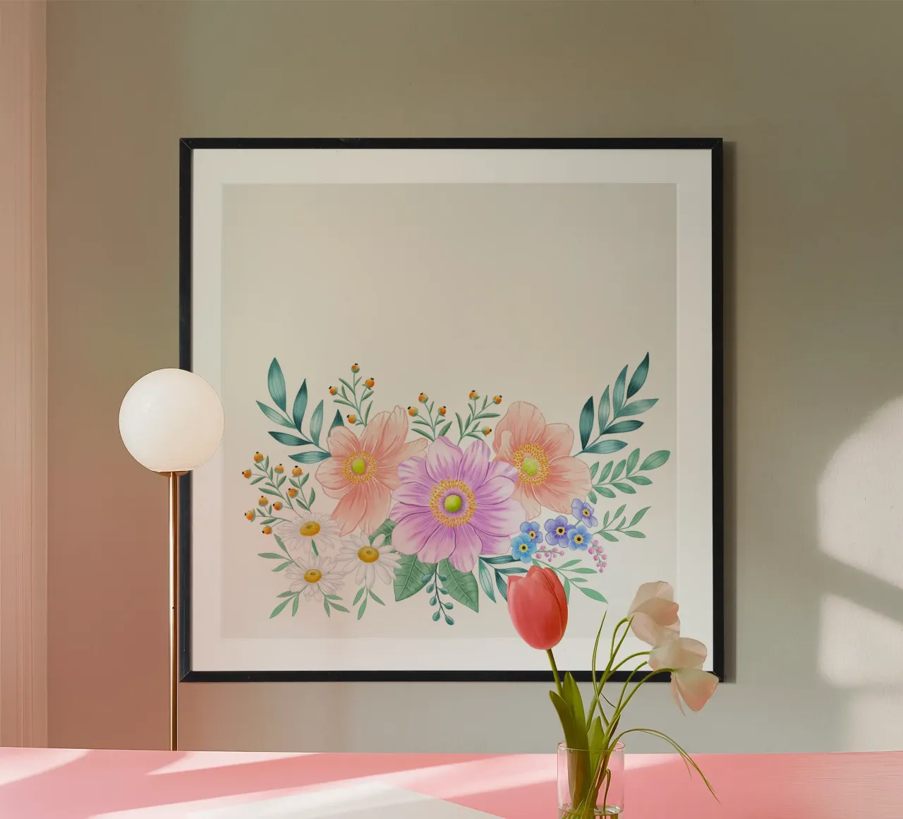 Cornice floreale dal sapore primaverile. Spazio per il vostro testo poster con telaio in plastica da CalliLetters