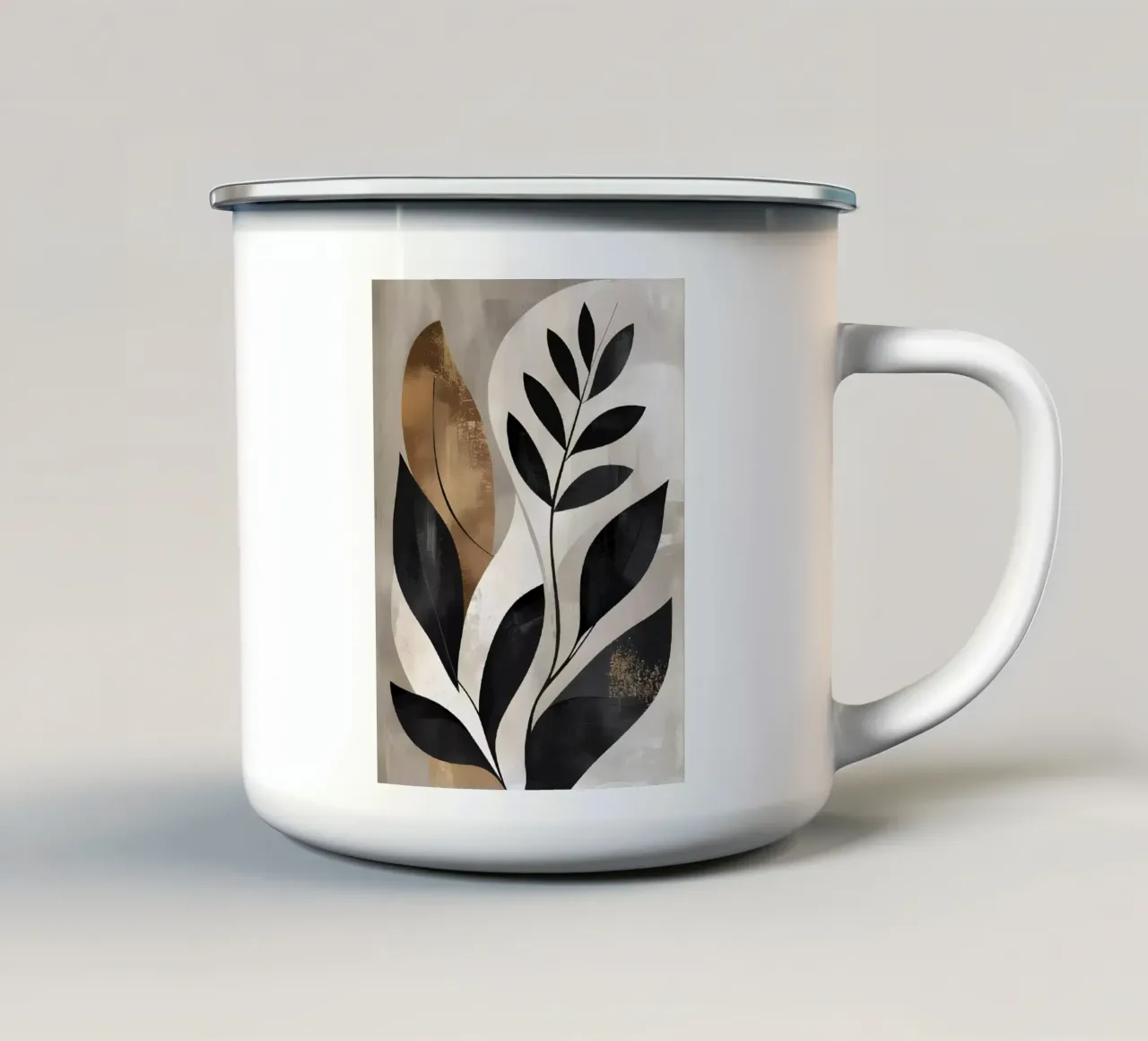 Abstracte botanische elegantie emaille mok van Artistic-shop