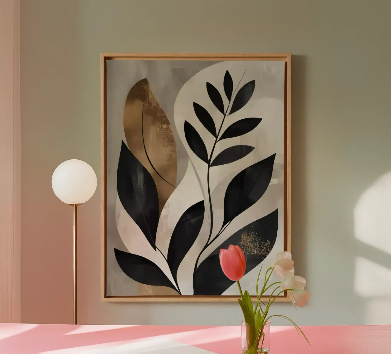 Abstract Botanical Elegance canvas with Floater frame by Artistic-shop