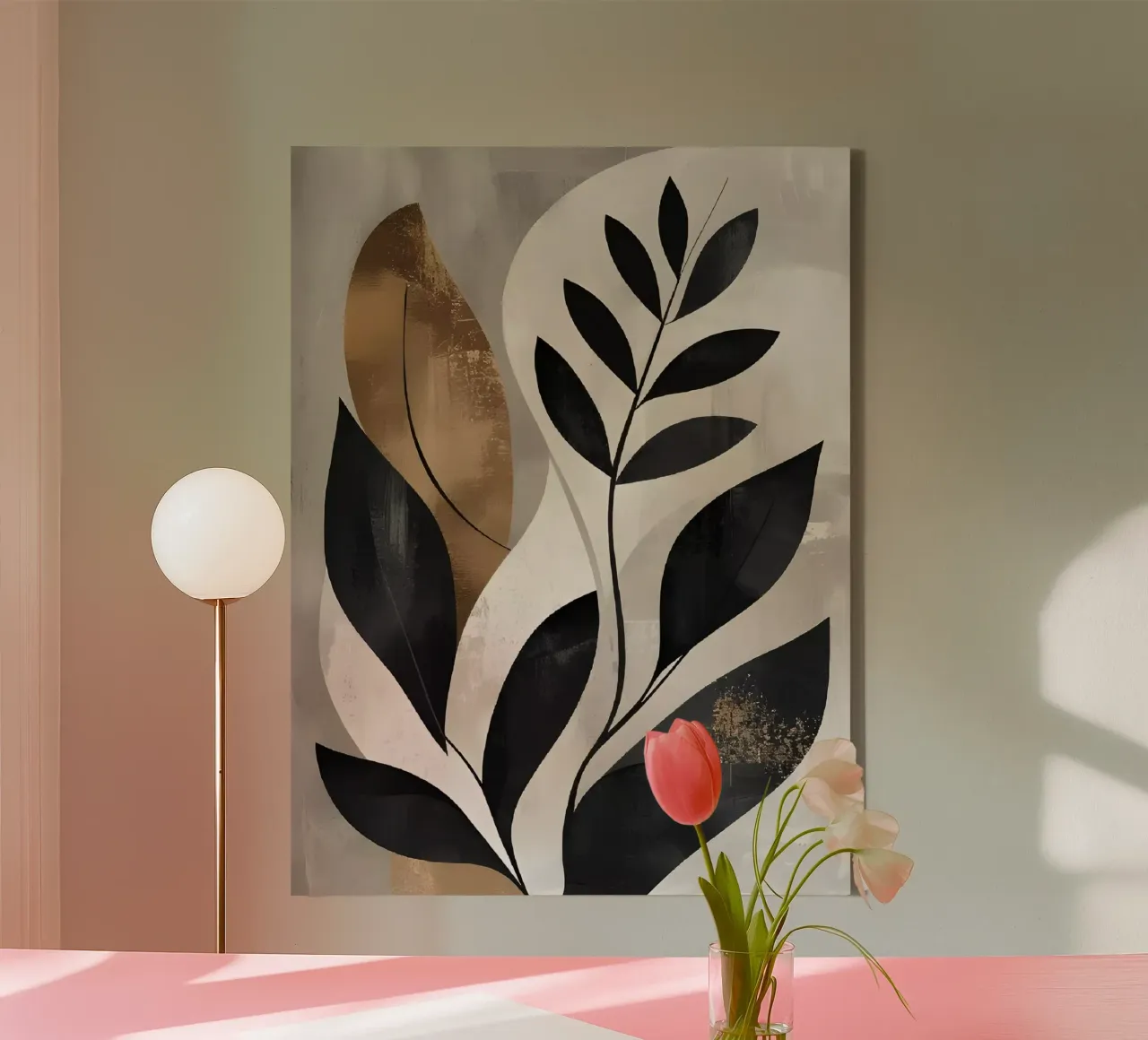 Abstract Botanical Elegance canvas with Floater frame by Artistic-shop